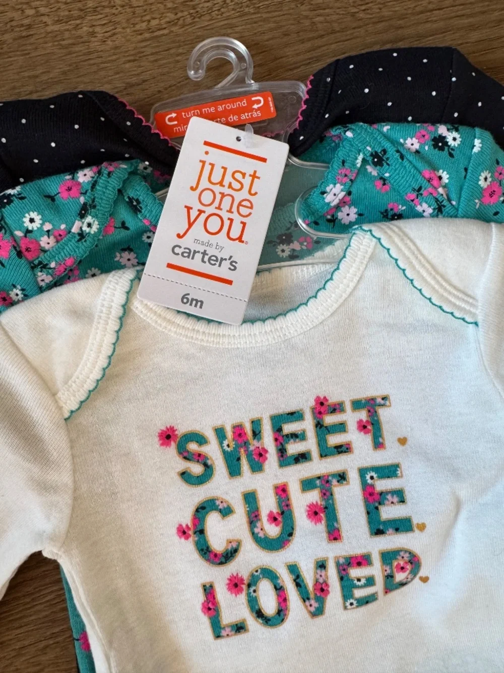 Carter's Just One You 3-Pack Baby Girl Bodysuits NWT 6M Floral Long Sleeve Set